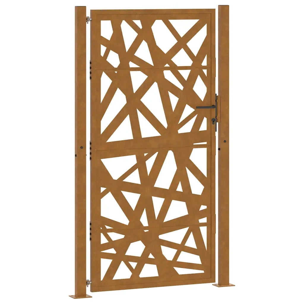 Cancello da giardino 100x200 cm in acciaio corten design leggero 4100958