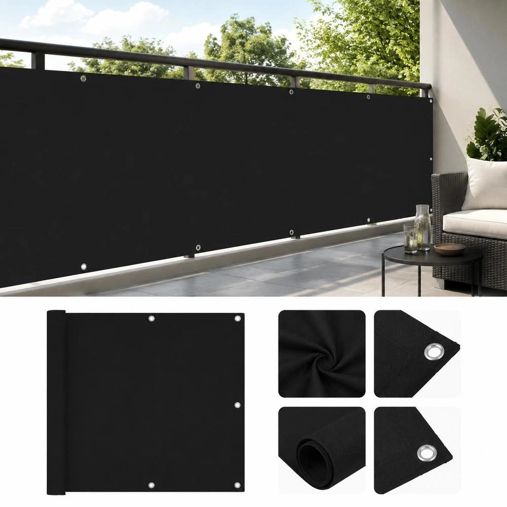 Balcony Privacy Screen, Black, 90x500 Cm, Oxford Fabric