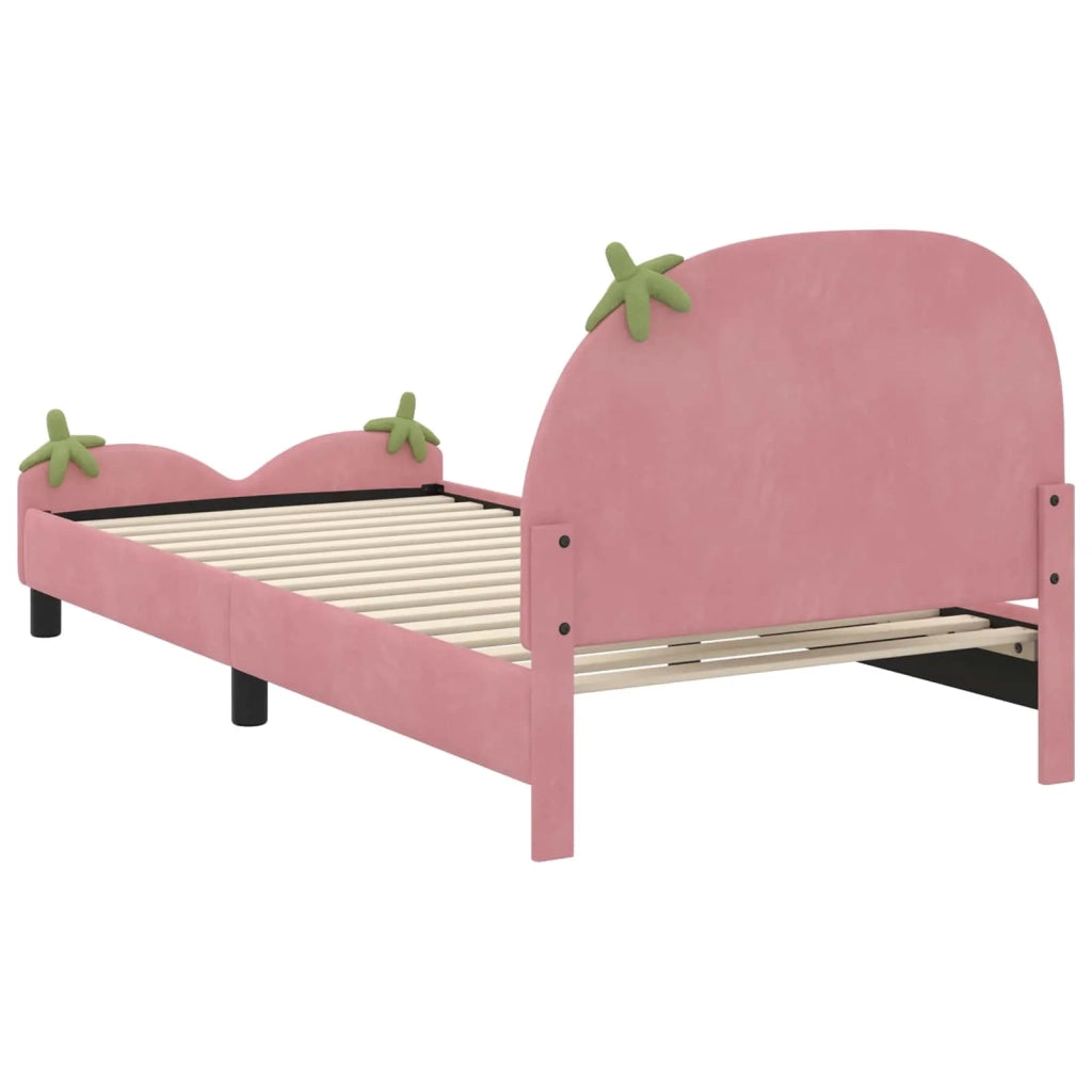Struttura letto bambini con testata-Giroletto per bambini Rosa 90 x 200 cm Velluto 847632