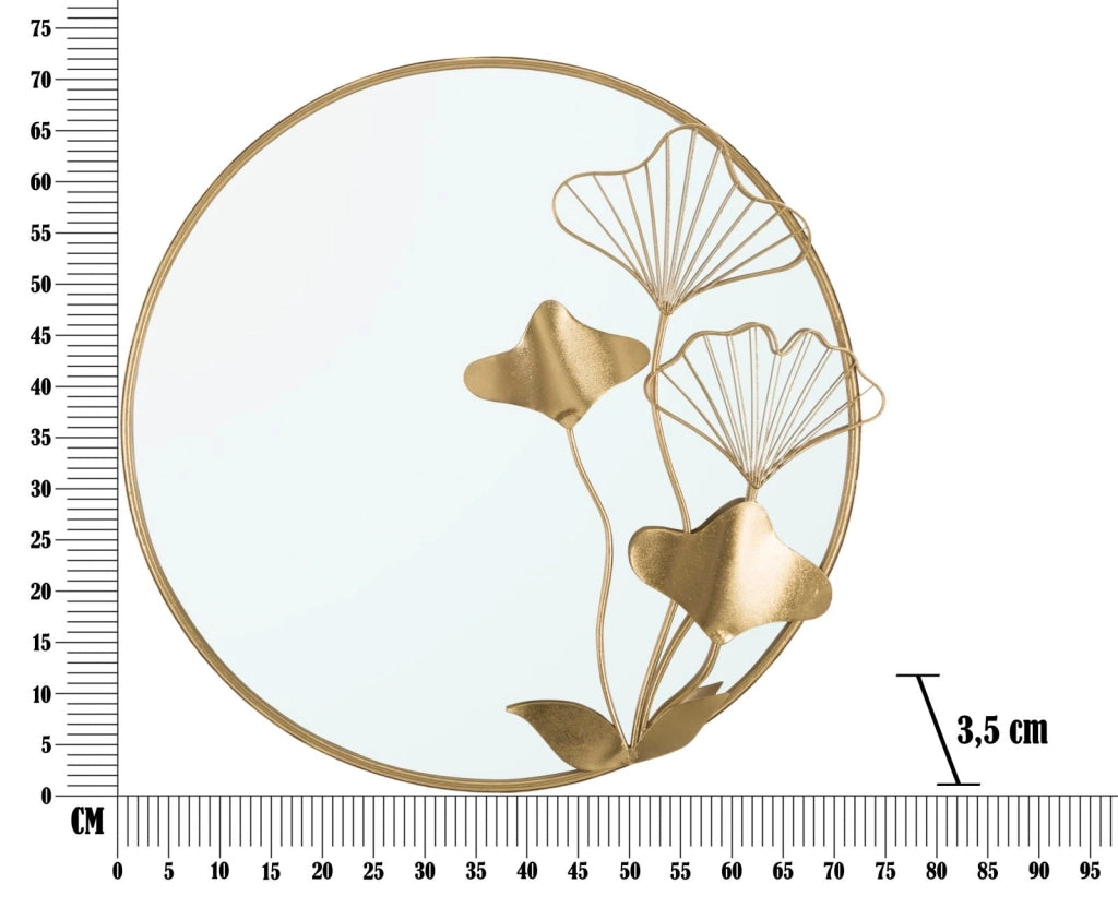 Specchio With Flower 75x3,5x72 cm in Ferro e MDF Oro