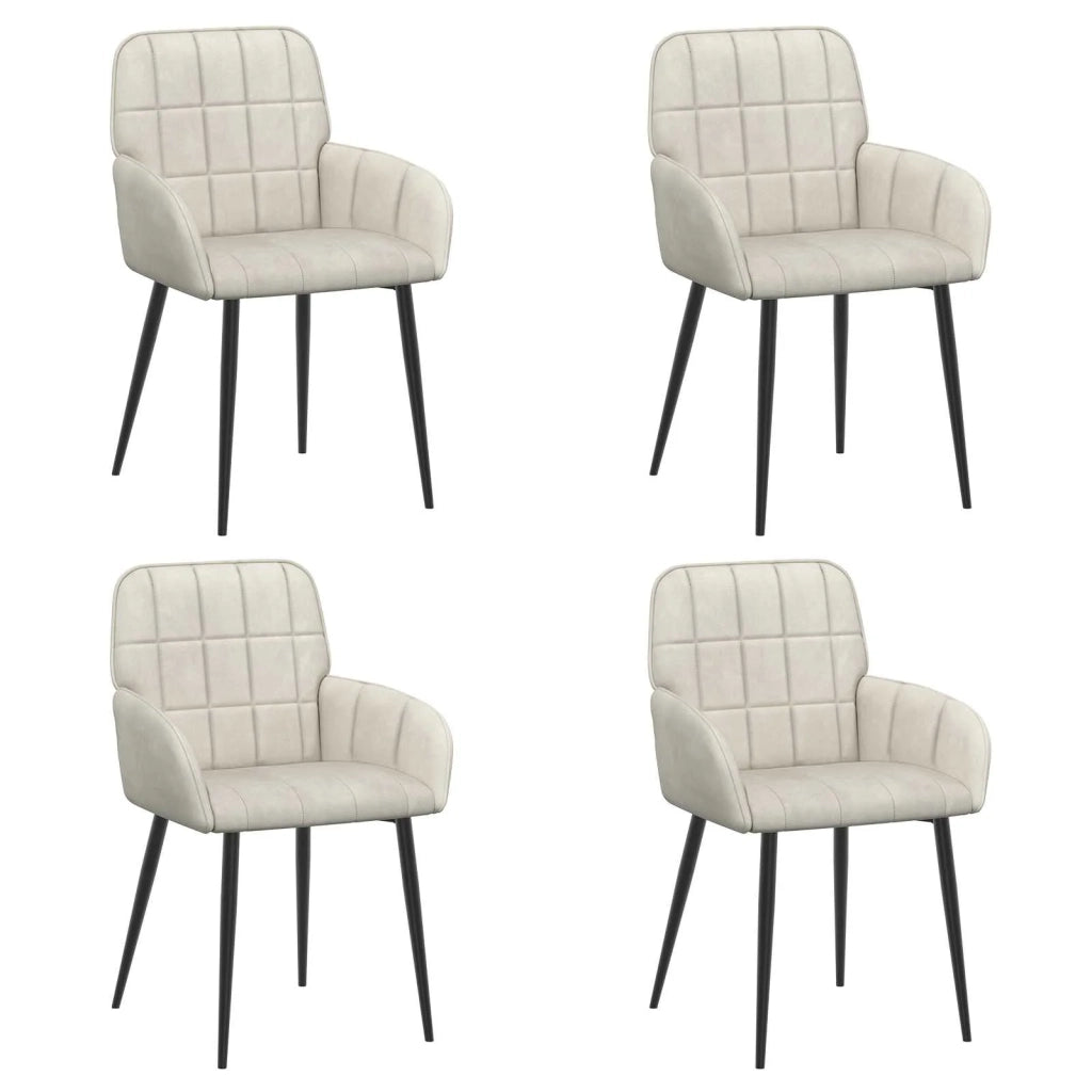Sedie da pranzo 4 pcs Velluto (V) Crema 56,5 x 50 x 86 cm 3428171