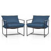 Set di 2 sedie a sdraio sling con cuscini per sedile schienale telaio metallico, Poltrone da interno moderne Blu scuro-Sedie e poltrone