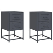Set di 2 Comodini | Armadio da Notte | Mobiletto da notte Antracite 36x39x60,5 cm in Acciaio