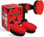Set di spazzole rigide rosse 3 pezzi - SET 13 cm - Scopa ad alta pressione per garage, mattonelle, piastrelle esterne, pietra - Adatto per pulire camini e pneumatici di auto