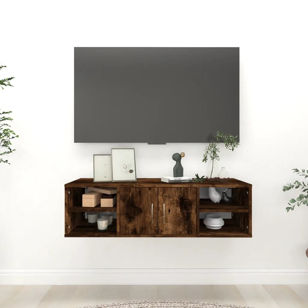 Mensola a Muro | Mensola a parete Rovere Fumo 102x30x29 cm Legno Multistrato