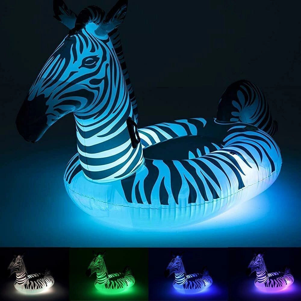 Trade Shop - Cavalcabile Fashion Gonfiabile Zebra Gigante Con Luci Led Piscina 254x142cm 41406 -