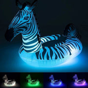Trade Shop - Cavalcabile Fashion Gonfiabile Zebra Gigante Con Luci Led Piscina 254x142cm 41406 -