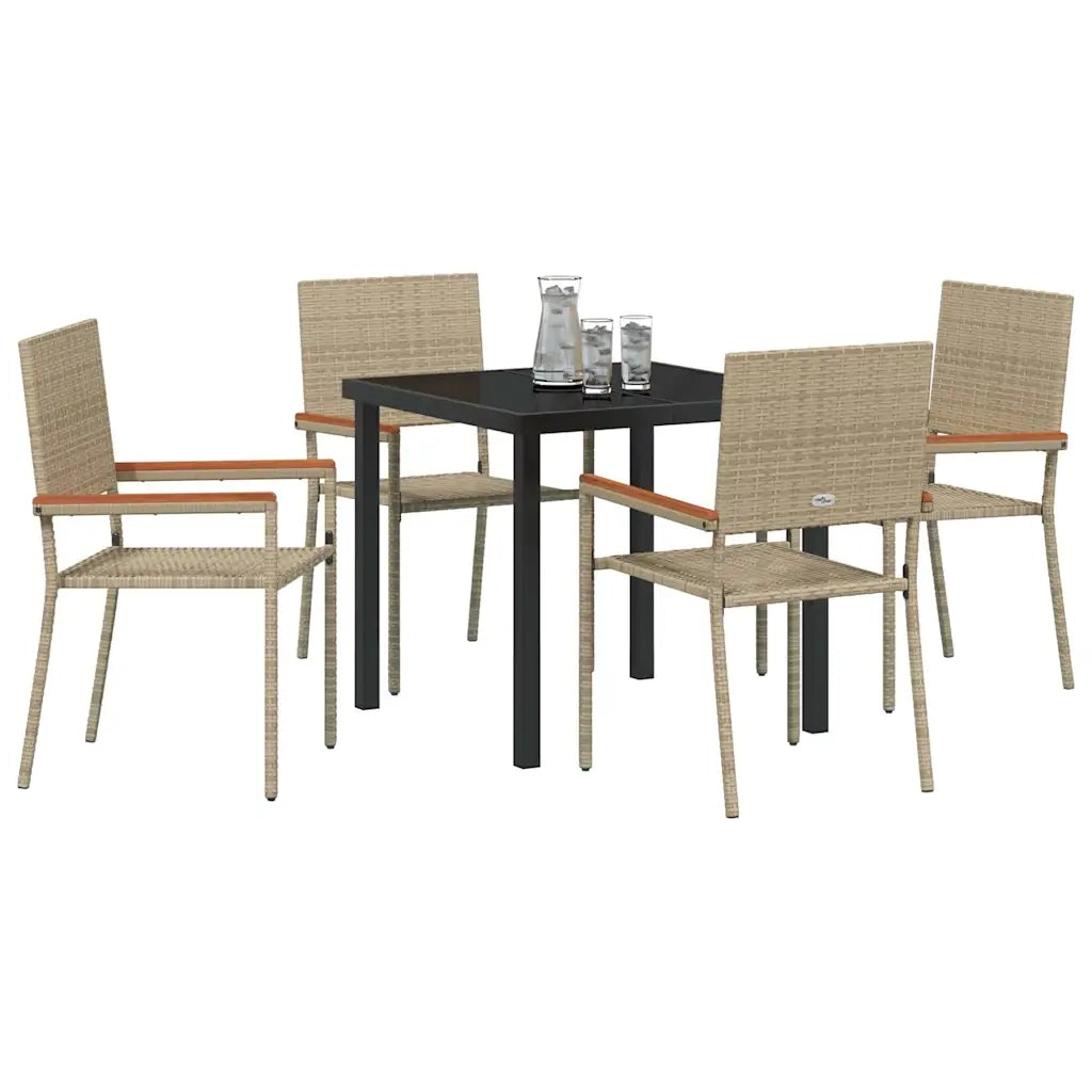 Set da Pranzo per Giardino con cuscino 5 pcs Beige polyrattan