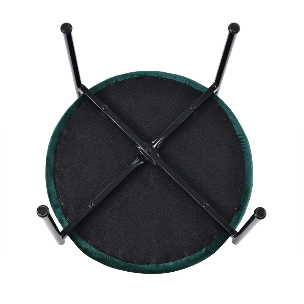Set di 4 sedie da pranzo in velluto verde con schienale in rattan e gambe in metallo