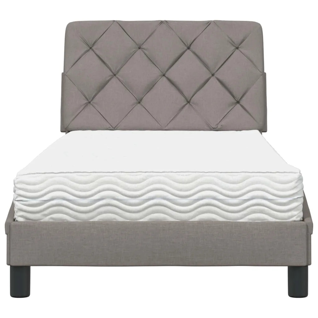 Letto con Materasso Tortora 90x200 cm in Tessuto 3310717