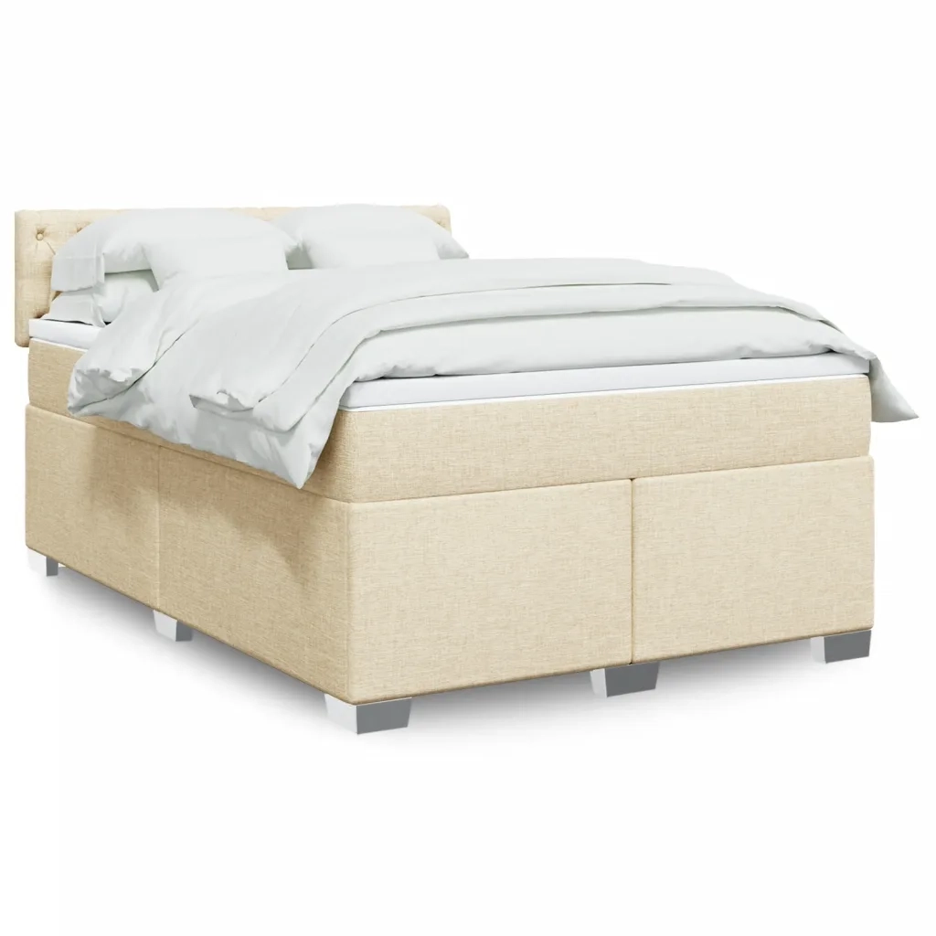 Giroletto a Molle con Materasso Crema 140x19 cm in Tessuto