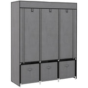 Armadio pieghevole in tessuto, con cerniera, in tessuto non tessuto, grigio scuro, 125x43x162,5 cm