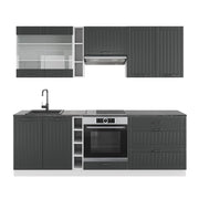 Cucina componibile Fame-Line Antracite rustico/Bianco 235 cm senza piano di lavoro Vicco