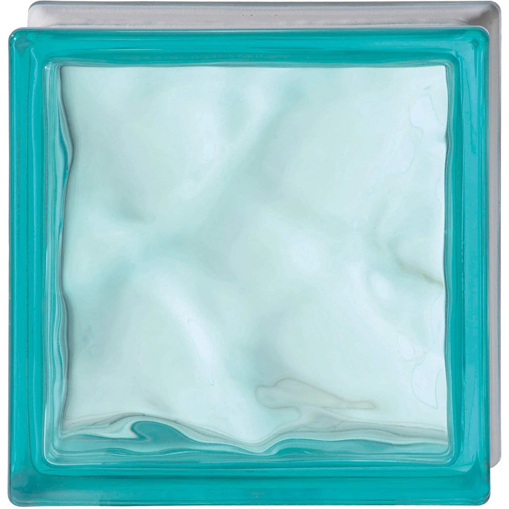 Vetromattone effetto ondulato propagazione armoniosa luce 190 x 190 x 80 mm *** colore- turchese, confezione 1