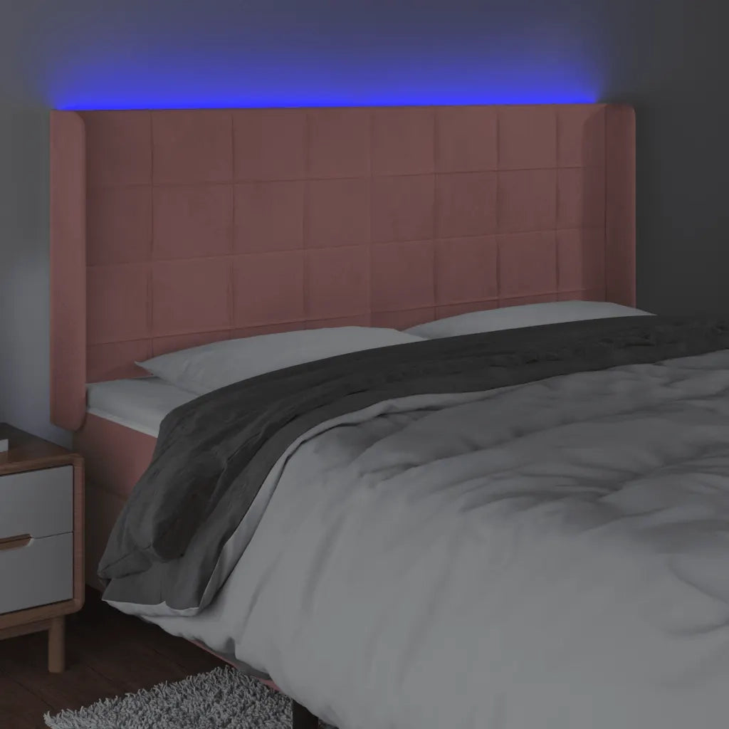 Testiera a LED rosa 183x16x118/128 cm in Velluto 3124113