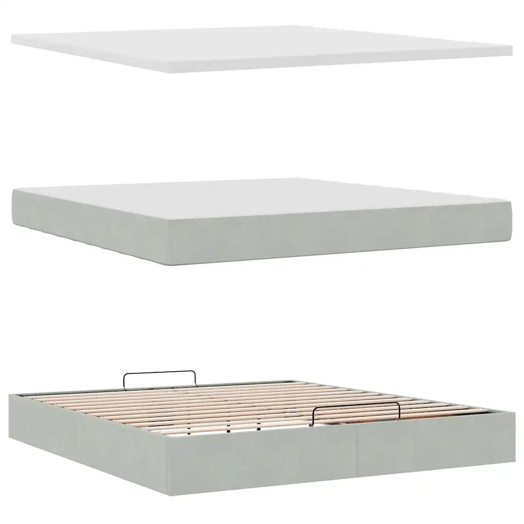 Struttura Letto Pouf con Materasso 180x200 cm in Velluto 3311789