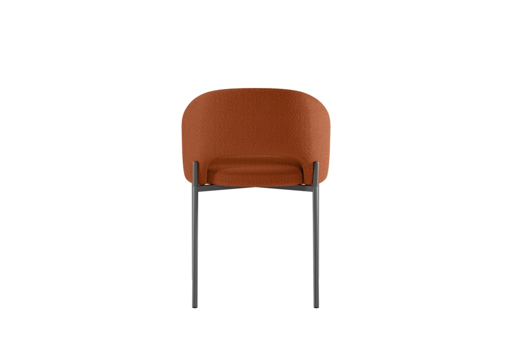 Sedia da pranzo Greta in tessuto arancio con struttura in metallo, design moderno ed ergonomico, misure 55,5x52x78,5 cm - Greta Collection