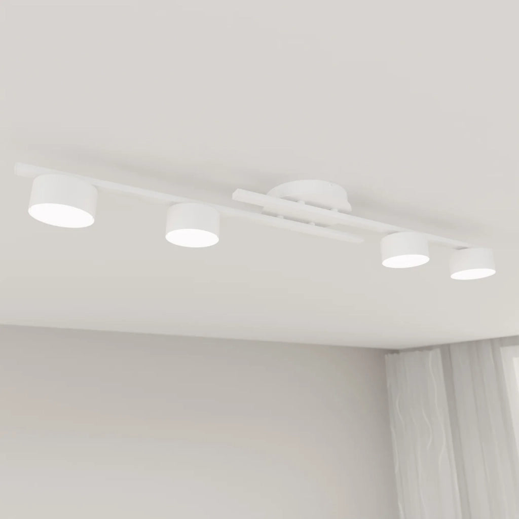 Plafoniera 4 Luci Freyr In Acciaio Bianco Diffusori Cilindrici