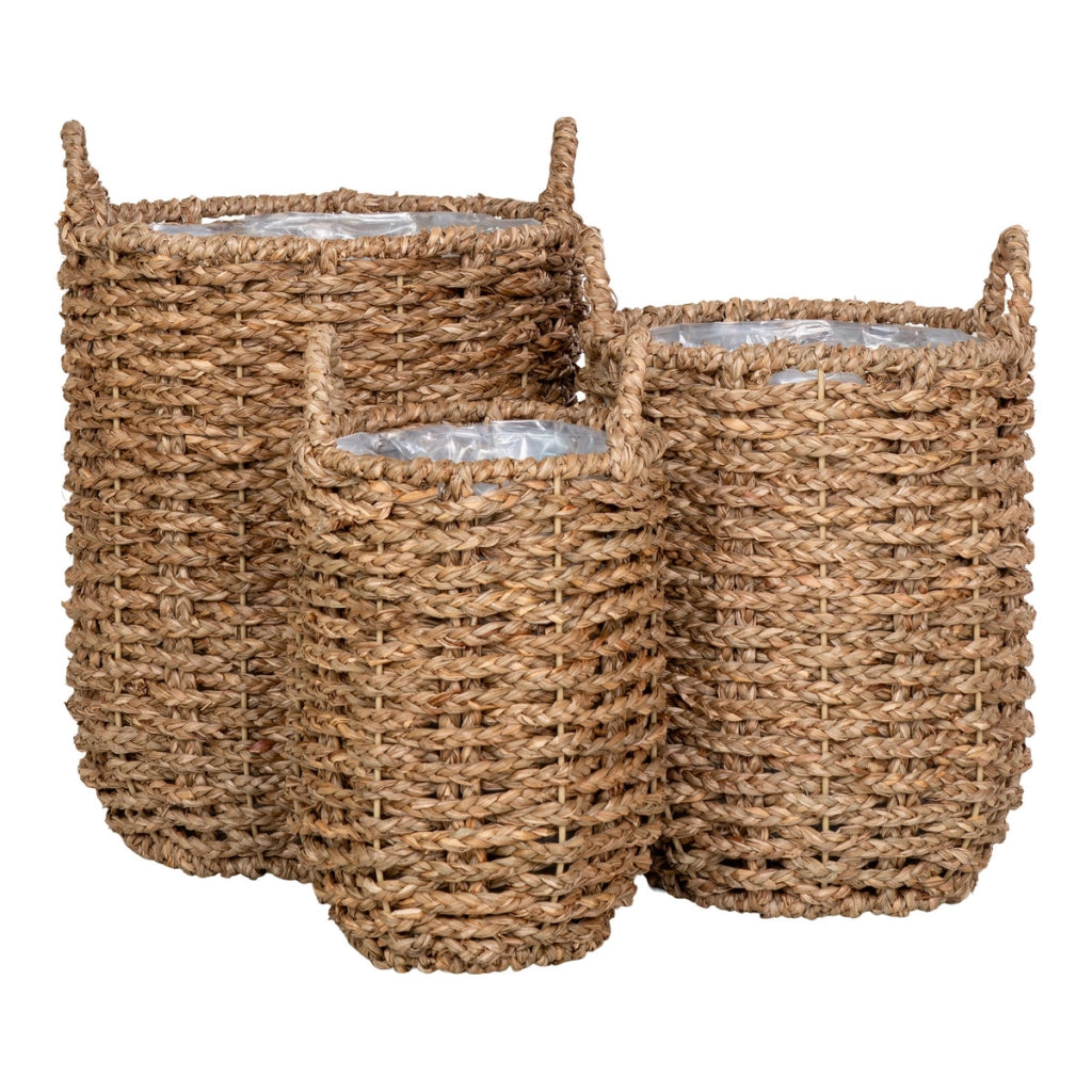 Cestini Hue in erba marina naturale con manici set 3 pezzi