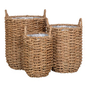 Cestini Hue in erba marina naturale con manici set 3 pezzi