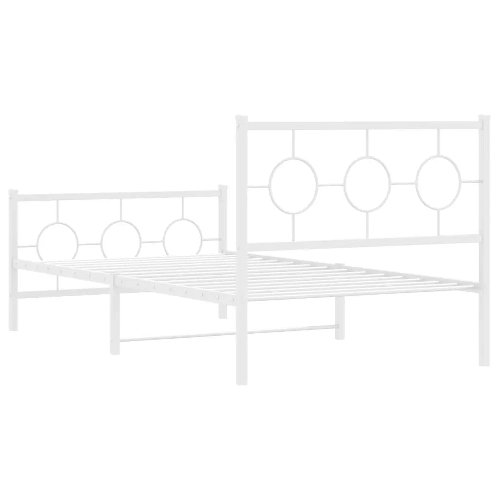 Giroletto con Testiera e Pediera Metallo Bianco 100x200 cm 376288