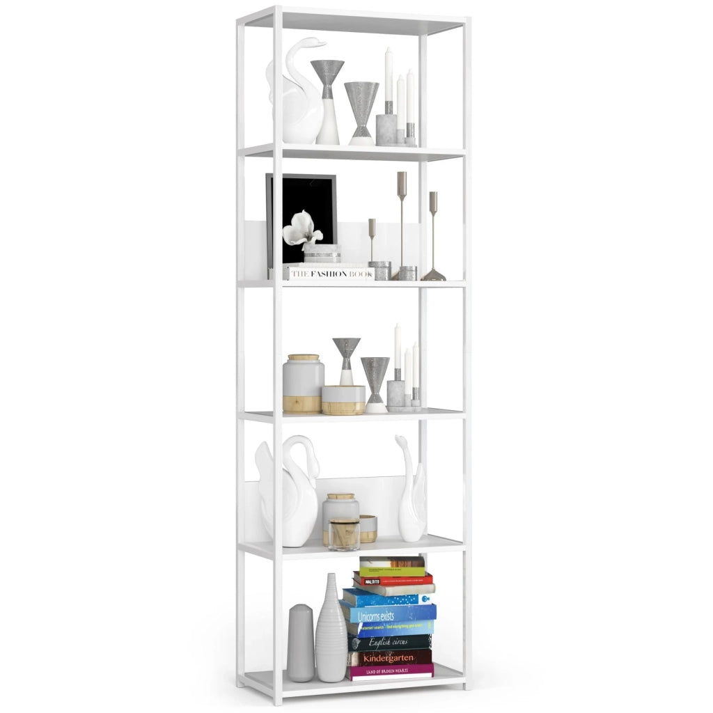 Scaffale stilo loft con ripiani in legno 60 cm Bianca 60 cm 60x32x192 cm