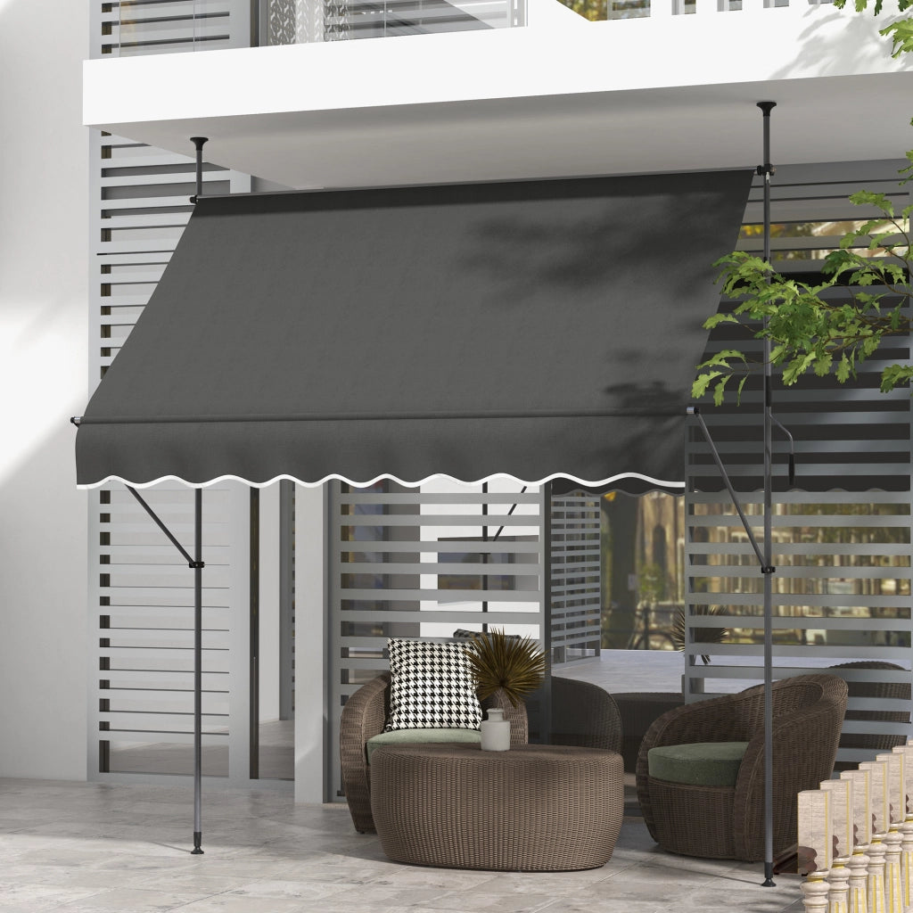 Tenda da giardino retrattile manuale ¨C zephmum ¨C grigio scuro metallo 2.5x1.2x2.1-3m
