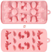 Forma per dolci in silicone a tema pasquale con 3D paas e anatra, 14 piccole cavità, dimensioni 23x10,8cm