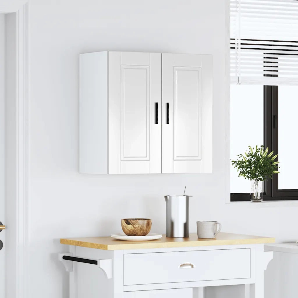 vidaXL Pensile da Cucina Porto Bianco Lucido in Legno Multistrato