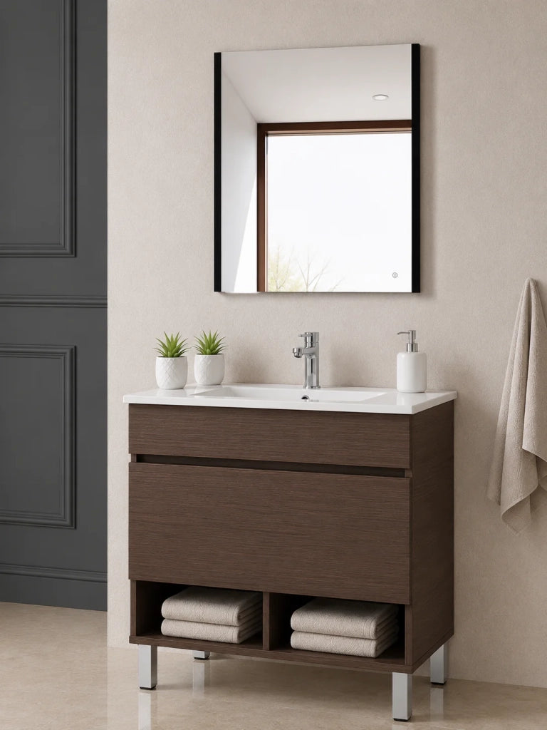 Mobile bagno con piedini con lavabo extrapiano ORIGENBATH NEBARI senza specchio 60x45 cm frassino tea