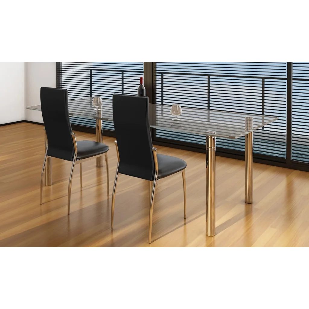 Sedie da Pranzo 2 pz Nere in Similpelle 60569