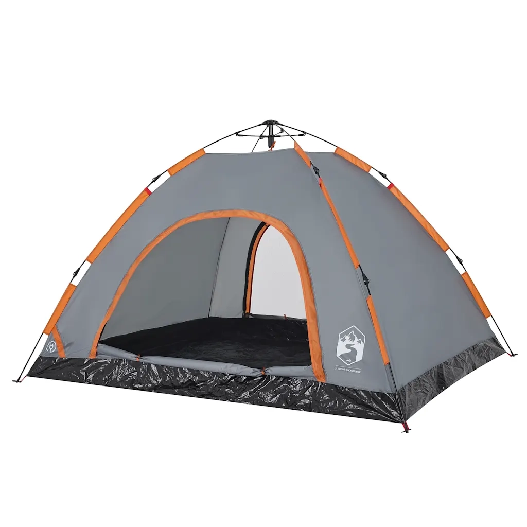 Tenda Campeggio 4 Persone Grigio e Arancione a Rilascio Rapido 4004171