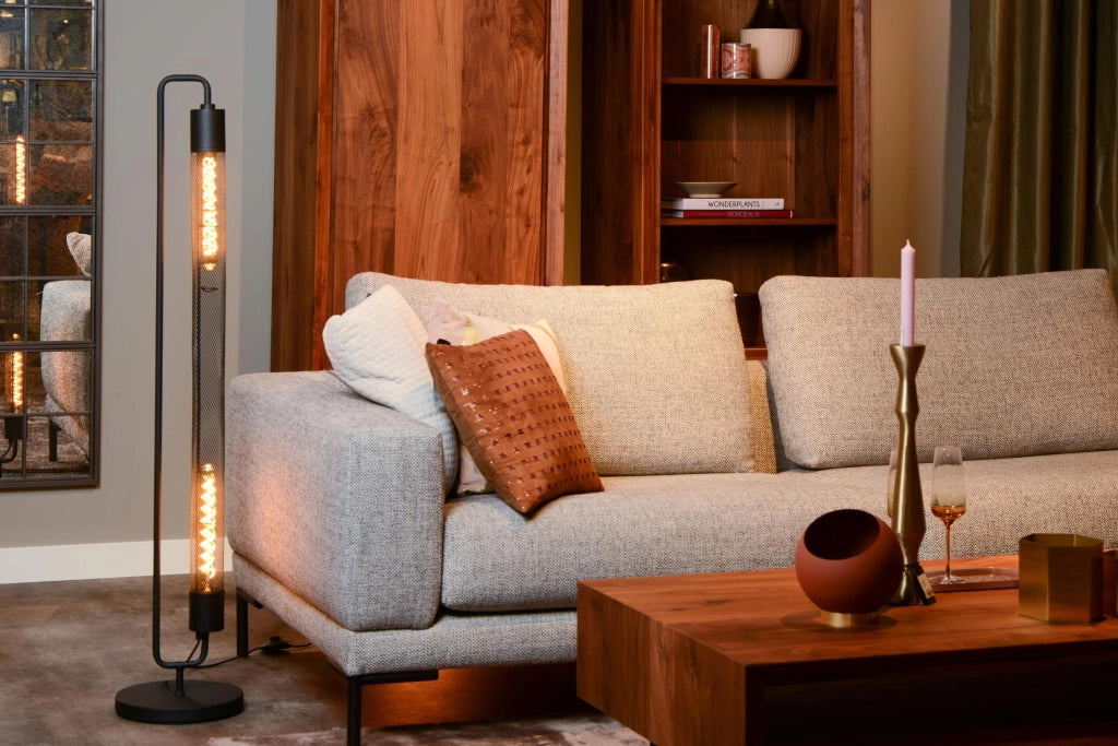 Lampada da terra loft nera in metallo 2xE27 CALIXT Lucide