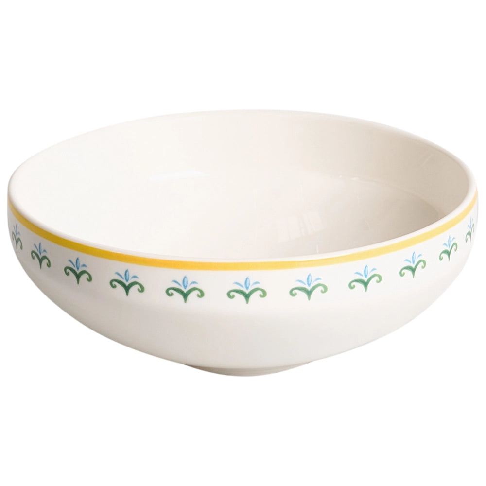 Set da 24 stoviglie in porcellana bianca/verde con finitura smaltata e motivo agrumi limoni Ciotole e piatti per cucina e sala da pranzo