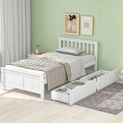 Letto singolo in legno con cassetti - Xylo - 90x200 - Bianco