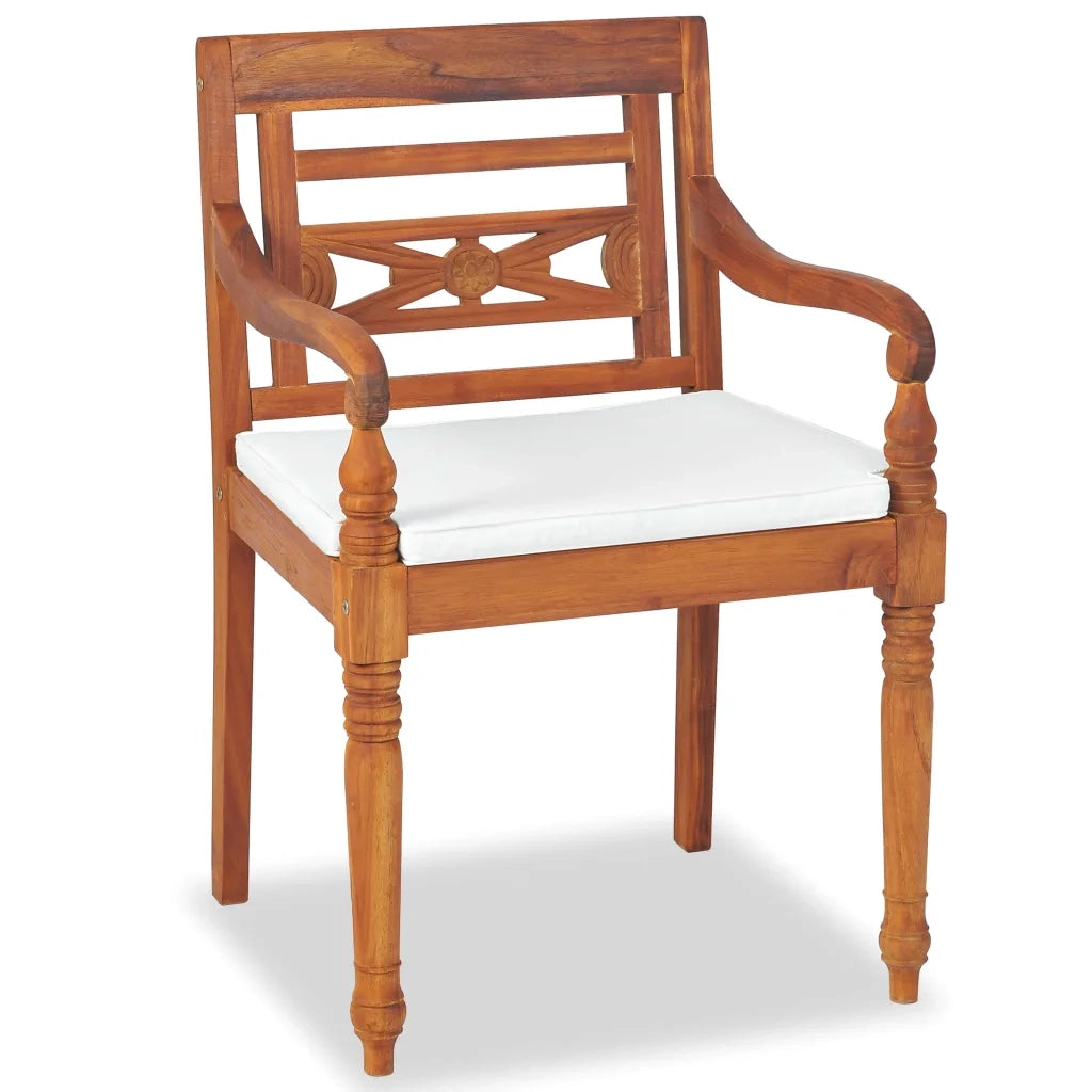 Set da Pranzo da Giardino 4 pz con Cuscini in Massello di Teak 43055