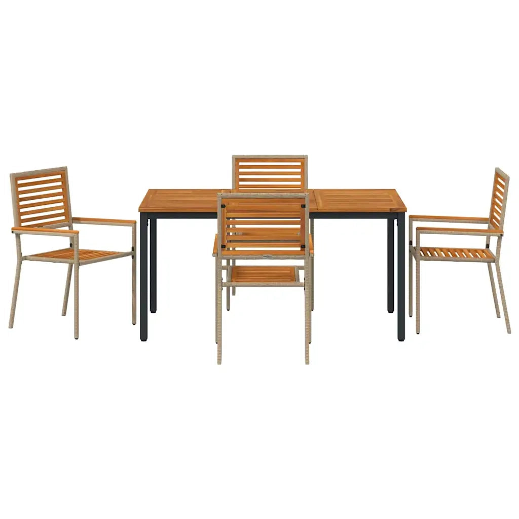 Set da Pranzo per Giardino 4 pcs Beige e Marrone polyrattan