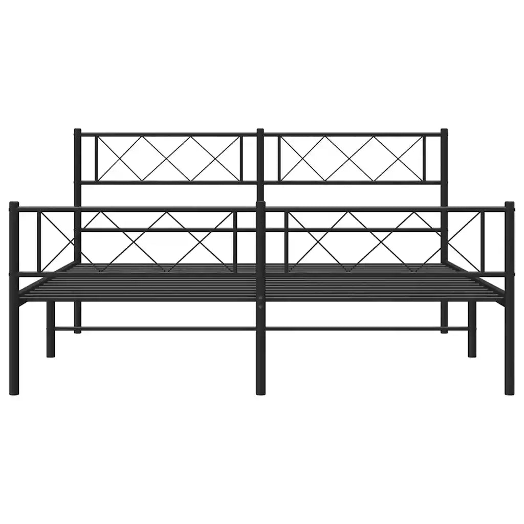Giroletto con Testiera e Pediera Metallo Nero 120x200 cm 372293