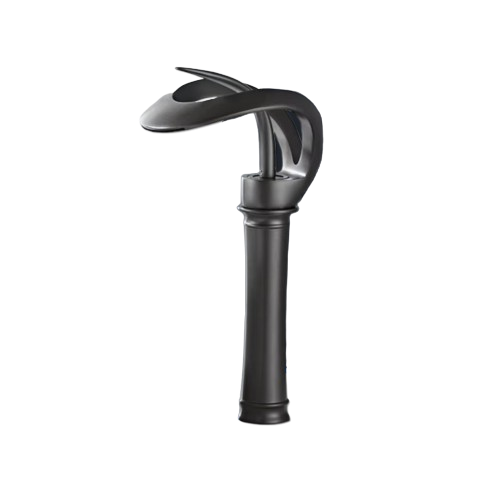 NAVIS | Rubinetto da bagno a cascata di design alto nero | Elegante  in acciaio inox premium per lavelli alti, miscelatore con 2 attacchi