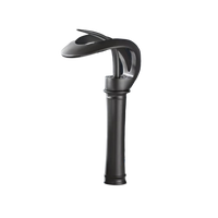 NAVIS | Rubinetto da bagno a cascata di design alto nero | Elegante  in acciaio inox premium per lavelli alti, miscelatore con 2 attacchi