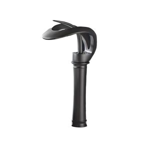 NAVIS | Rubinetto da bagno a cascata di design alto nero | Elegante  in acciaio inox premium per lavelli alti, miscelatore con 2 attacchi