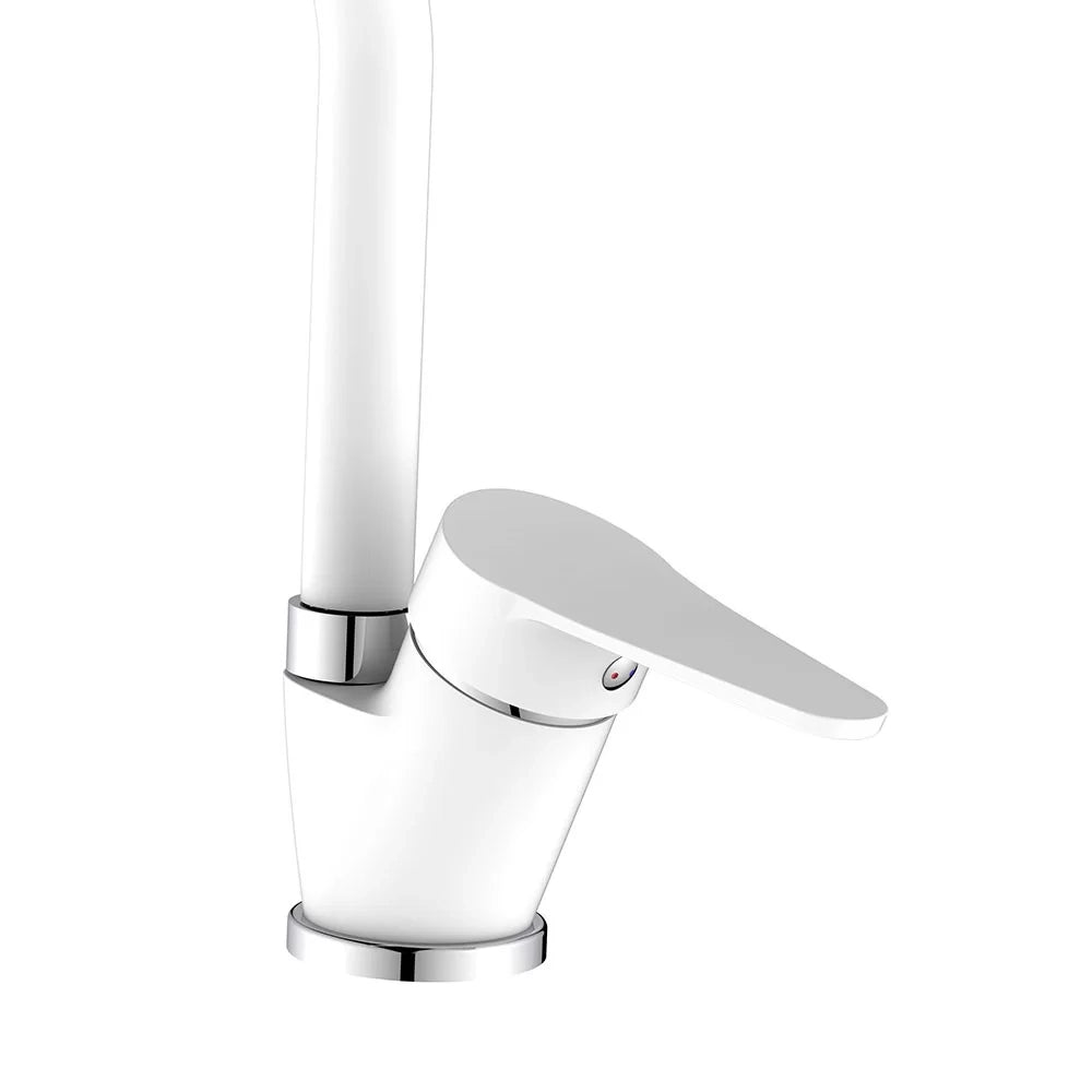 Miscelatore lavello bocca alta bianco opaco con risparmio acqua – Serie Allen