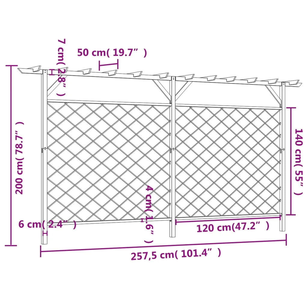 Recinzione di Lattice con Pergolato per Giardino in Legno 41726