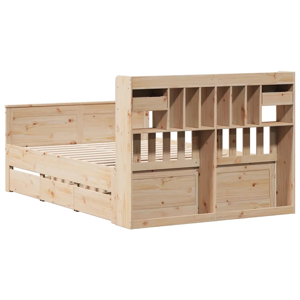 Letto Libreria senza Materasso 140x190 cm in Legno di Pino 3308933