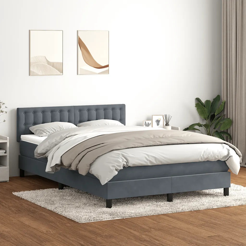 Letto a Molle con Materasso e LED Grigio Scuro 160x210 cm Velluto 3317272
