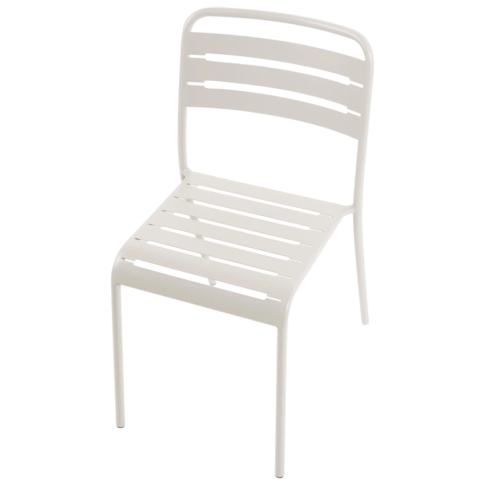 Set di 2 Sedie da Giardino in Ferro Metallo Beige Chiaro Senza Braccioli Impilabili per Esterni