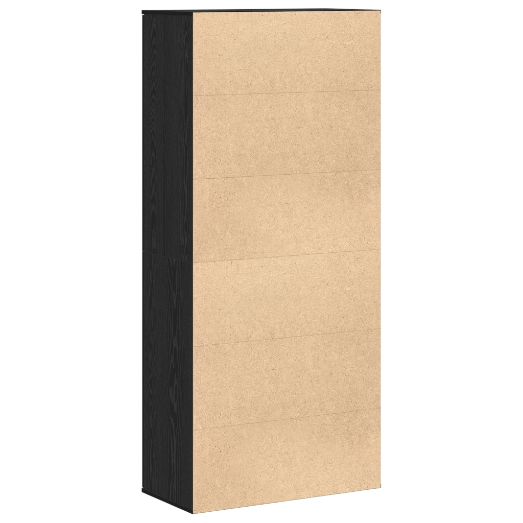 Highboard Rovere Nero 80x39x178 cm Legno Ingegnerizzato