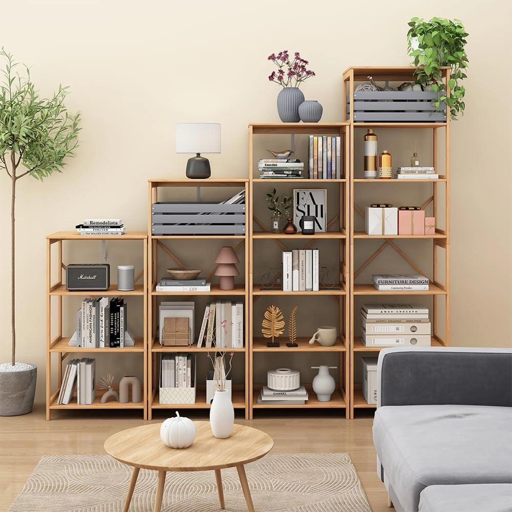 Scaffale Novaro, Bambù, 48.3 x 140.3 cm con 6 scomparti, adatto per riporre libri, documenti e oggetti decorativi