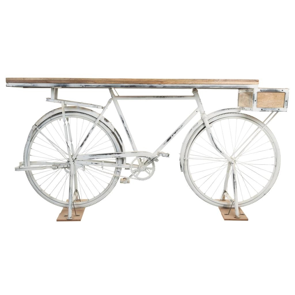 Mobile da ingresso in legno bianco e metallo 198x50x90h