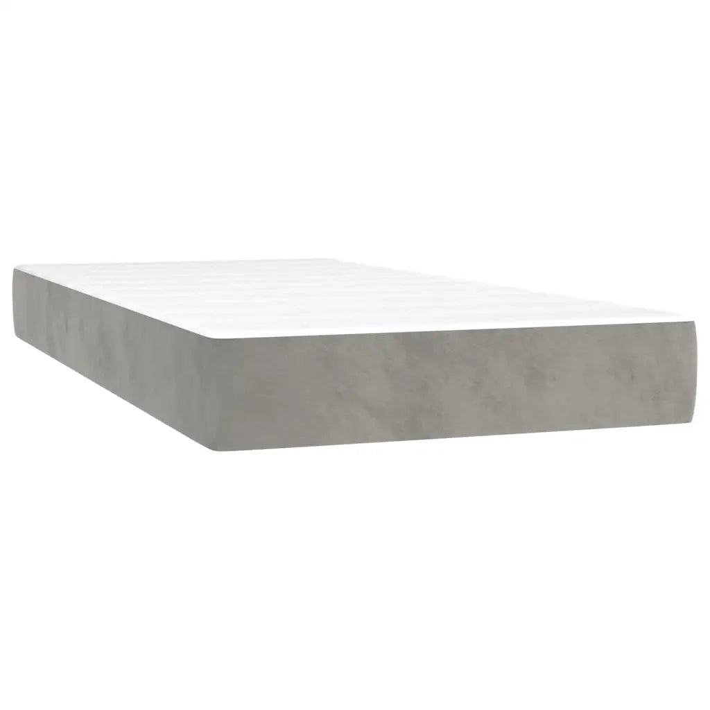 Giroletto a Molle con Materasso Grigio Chiaro 120x190cm Velluto